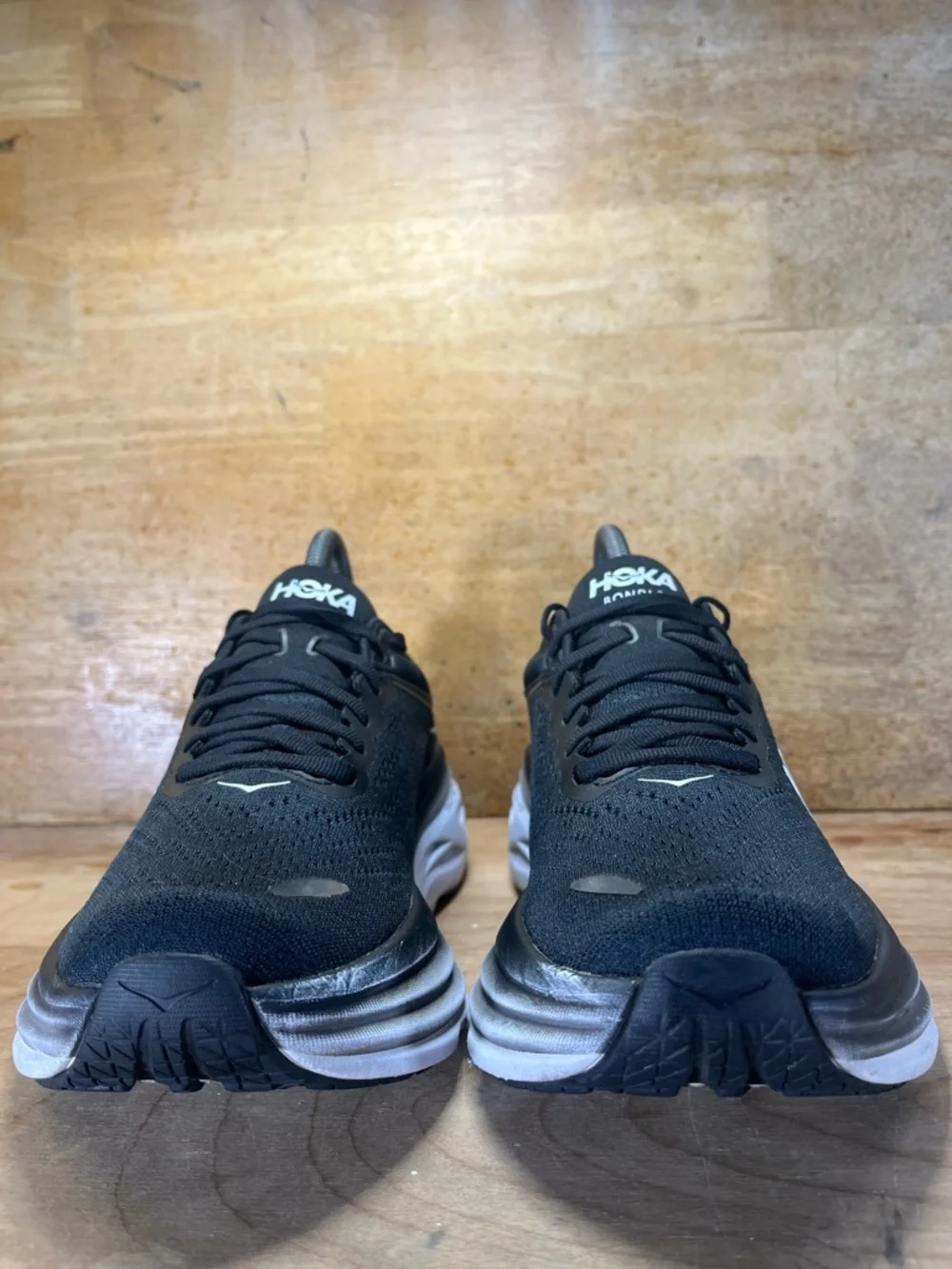Hoka One One Bondi 8 Womens Size 6.5 Running Shoes Sneakers Black White - Picture 2 of 12